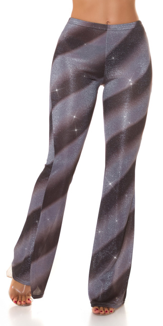Party flarred pants with glitter gradient Black